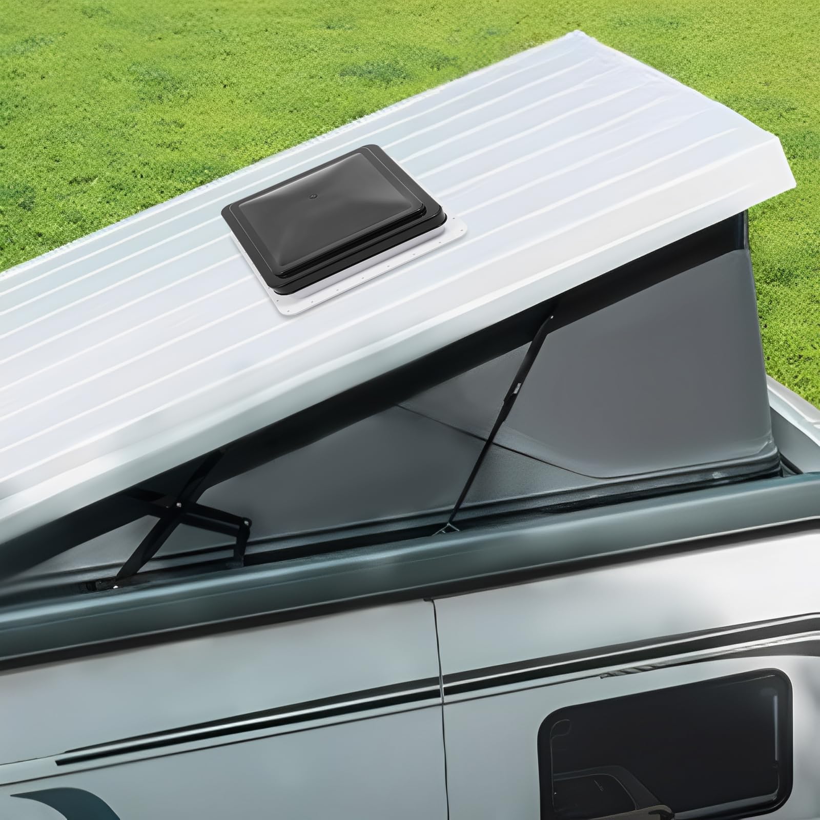 Ventana de caravana 42x42 cm, tragaluz de tejado, tragaluz con pantalla, claraboyas Wnmobil