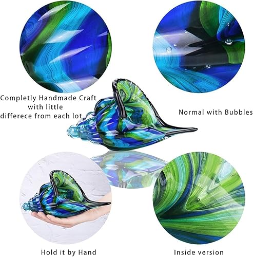 Miniatura 4 de QFkris Estatuas de caracolas de vidrio, 8 pulgadas de vidrio soplado a mano, figura de arte de concha de mar, decoración del hogar, pisapapeles