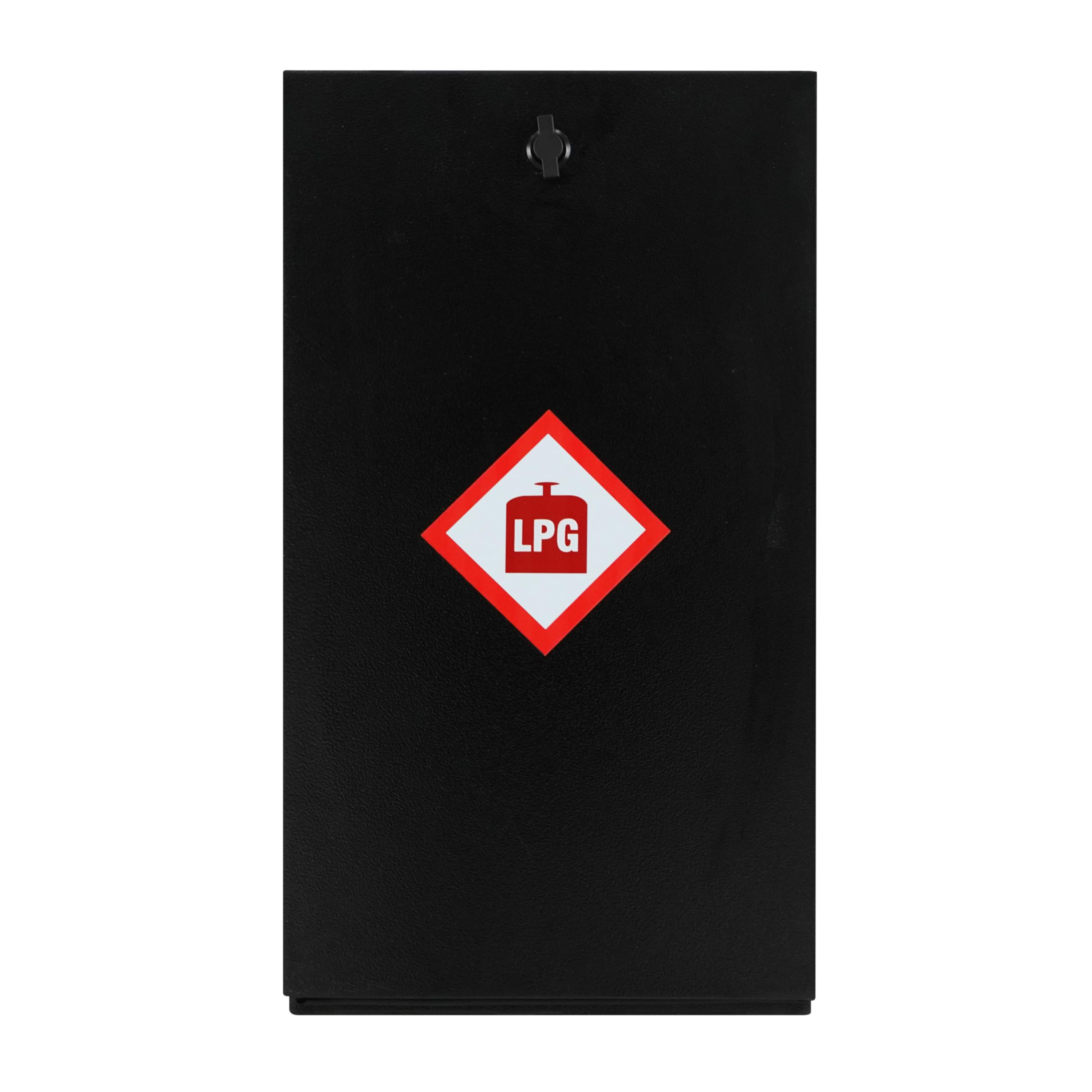 Armario para Bombona de Gas 6 kg/7 kg Metálico – Caja de Acero con Ventilación, Tapa Extraíble y Base Antideslizante – Autocaravana, Camper y Caravana – 59×32×35,5 cm