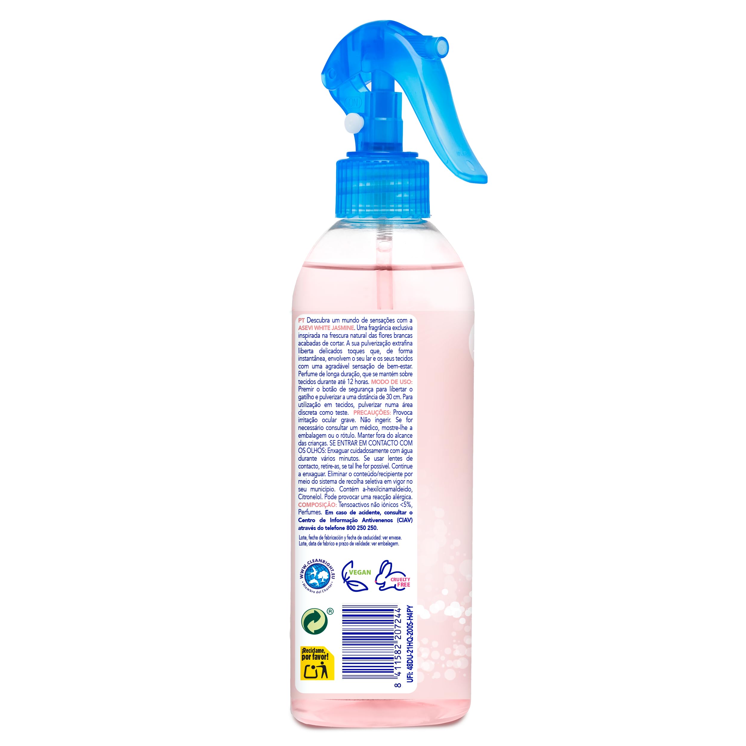 Asevi White Jasmine - Ambientador Concentrado en Spray - Hogar y Textil - Elimina Olores - Intensa Fragancia a Jazmín - Pulverización Extrafina - 400 ml
