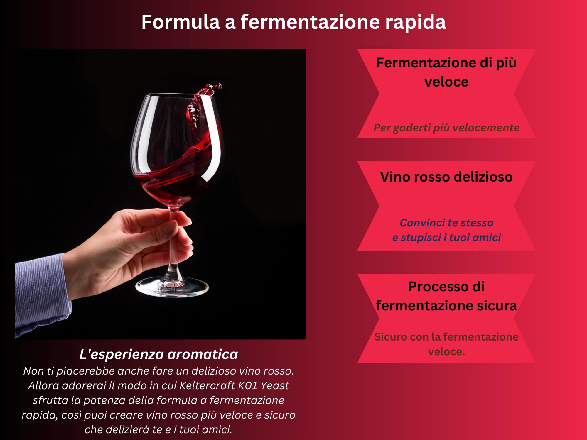 Keltercraft K01 Lievito di vino [40 g: per 200 litri di vino rosso o vino bianco] | Crea il tuo vino!