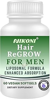 Nikoni Hair ReGROW for Men – Liposomal Hair Support Liposomal Formula with Biotin, Keratin, Saw Palmetto & Essential Nutrients-60 Vegan Softgels