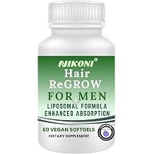 Nikoni Hair ReGROW for Men Liposomal Hair Support Liposomal Formula with Biotin, Keratin, Saw Palmetto & Essential Nutrients-60 Vegan Softgels