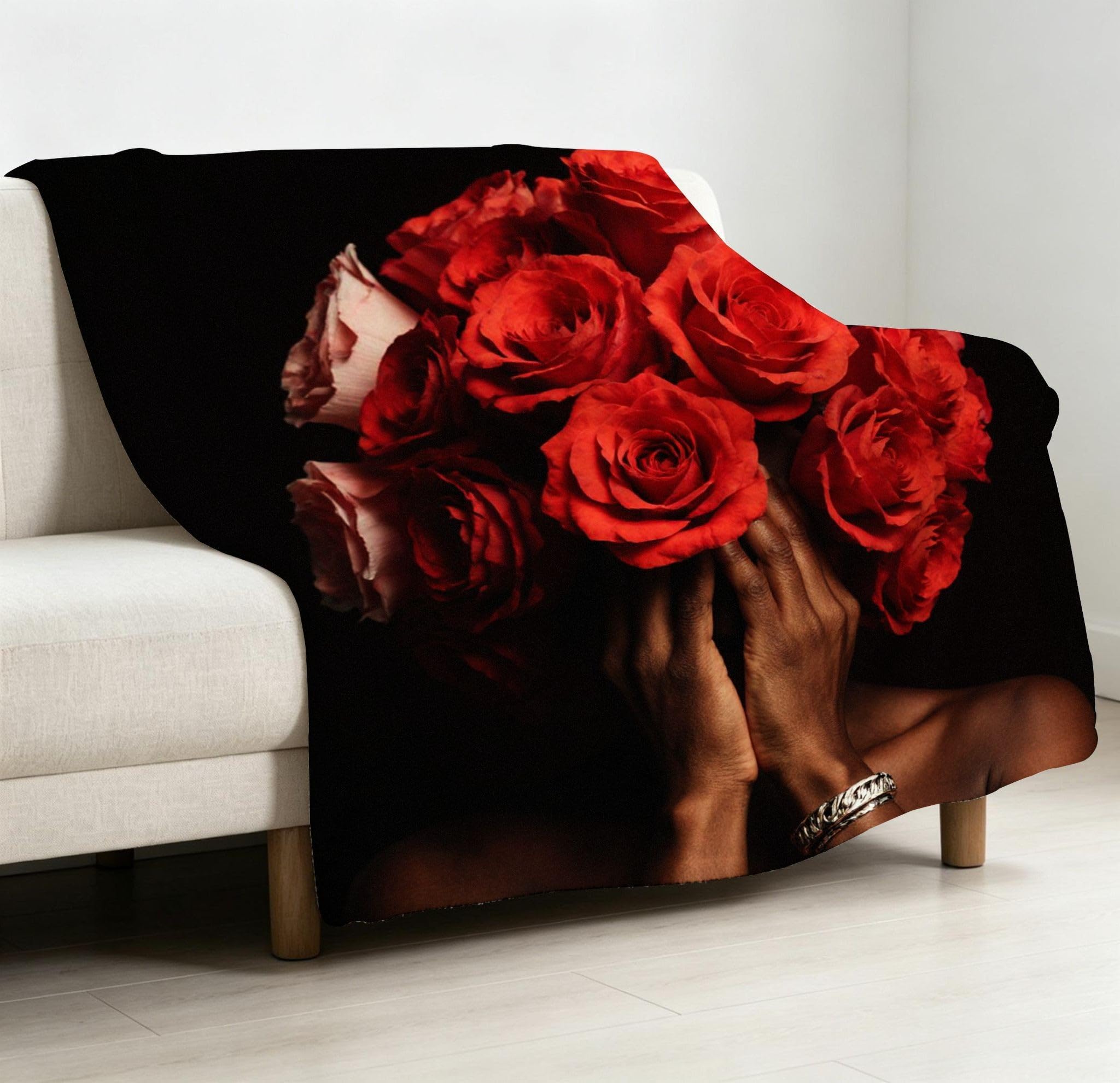 Manta Franela Sherpa 3D Mujer con Rosas 240x260 para Cama 180-A270