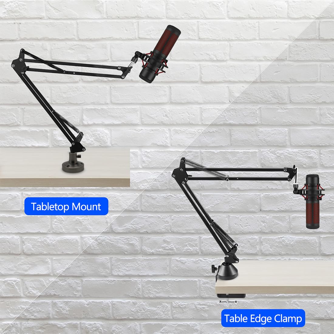 Mikrofonarm kompatibel mit HyperX QuadCast, QuadCast S, SoloCast Mic Boom Arm mit Tischflanschhalterung Adapter, Aufhängungsständer, Schreibtischhalterung