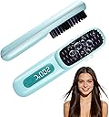 Go Brush Pro 2026, Portable Straightener Brushs for Travel, with LCD Temperature Display, Fast Heating Cordless Mini Hair Brushs (Blue)