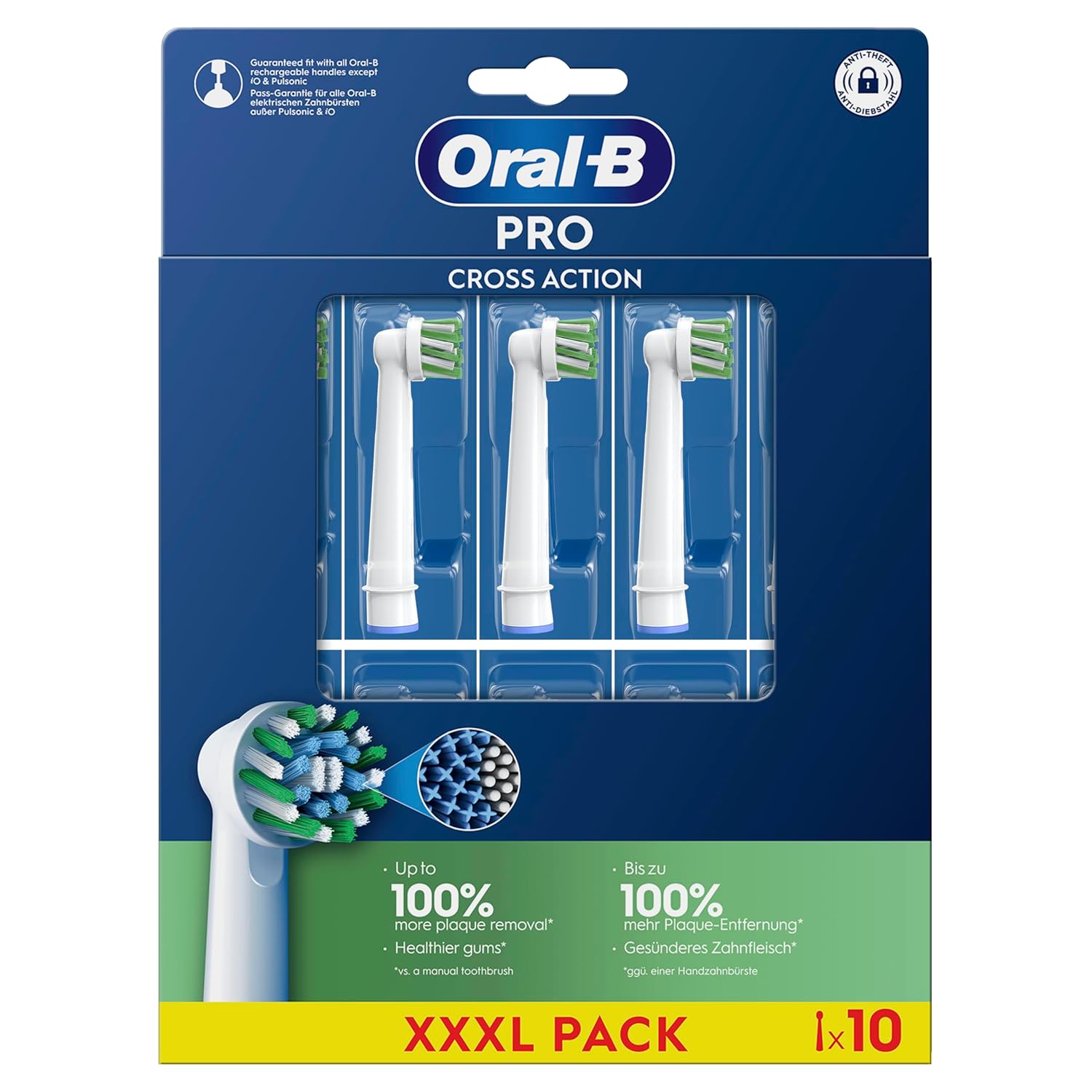 Oral-B Pro Cross Action Replacement Heads, 10 Heads