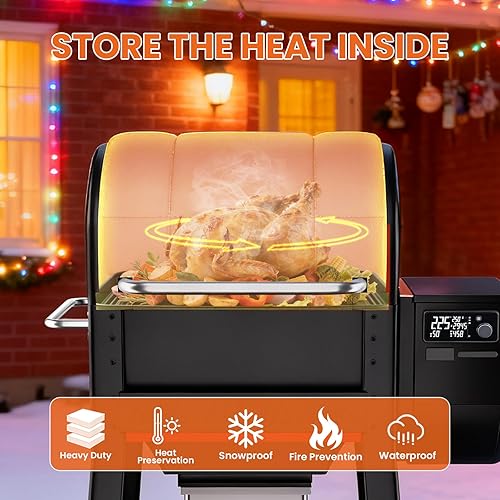 Miniatura 7 de Manta aislante para parrilla Weber Searwood 600, manta aislante de repuesto para Weber Searwood 600, manta para parrilla de pellets, ahorra calor