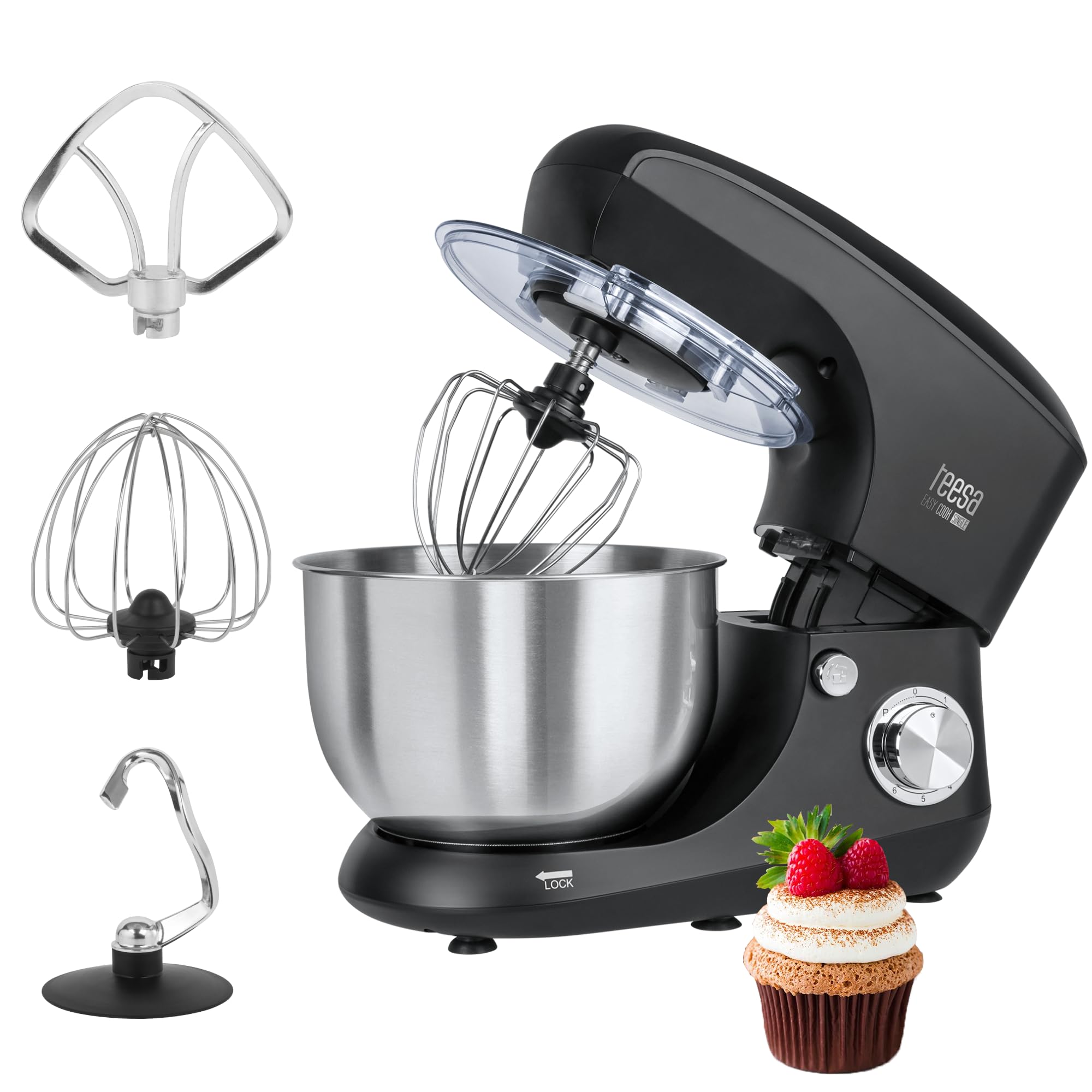 teesa Easy Cook Single Black Robot de Cocina, agitador, batidora, 1400 W, 1 Liter, 44 Decibeles, Aluminio, Negro