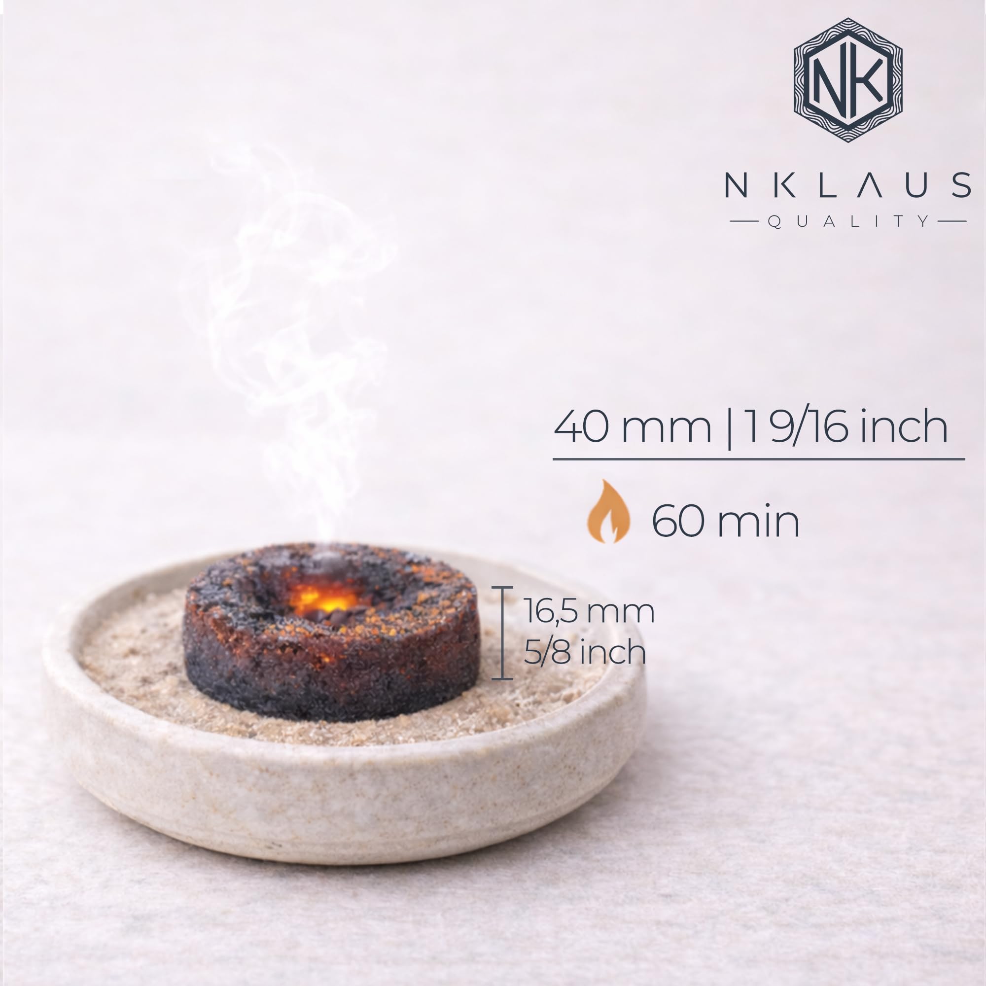 NKlaus Węgiel kadzidłowy 10 rolek Ø 40 mm, 100 tabletek węglowych, szybko zapalający się węgiel naturalny, węgiel samozapłonowy, Shisha, szybko zapalający się, z Grecji 1119