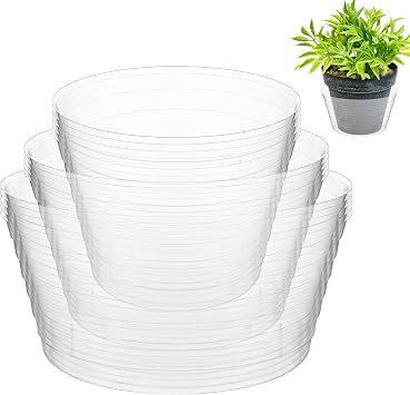 Hoolerry Plastic Plant Saucer Clear Deep Drip Tray Thickened Clear Plant Saucers Trays for Pots Deep Drip Trays for Home Garden Indoor and Outdoor Potted15 Pcs,4, 6, 8 Inch