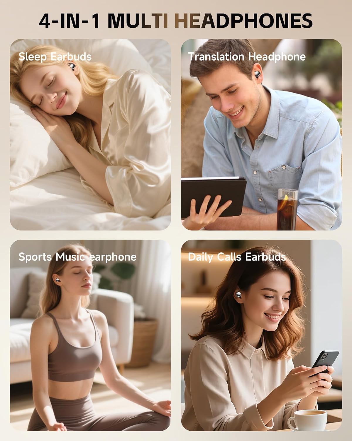 Auriculares para dormir de lado, auriculares para dormir de lado, mini