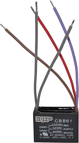 Miniatura 66 de HQRP Condensador de ventilador de techo CBB61 1uf+2uf de 3 cables con certificación UL
