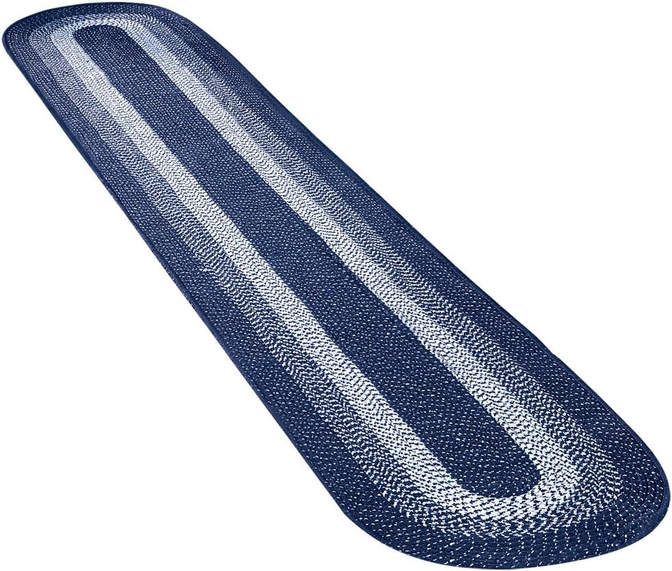 Collections Etc. Traditional Long Braided Runner Rug for The Hallway, Kitchen, Entryway, Navy, 20 X 120