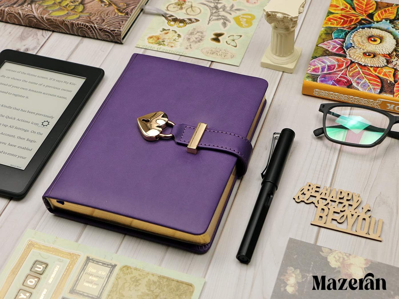 Personalized Heart Shaped Lock Journal, Custom PU Leather Hard Cover Gold Gild Edge Notebook Travel Diary, B6 Lined Locking with Key Personal Planner Secret Organizers Gift for Girls Women Daughter