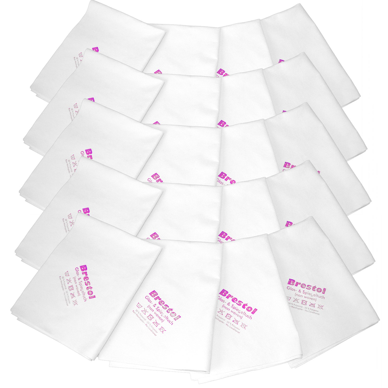 Cristal de & espejo paño Non Woven Blanco 20 Piezas, 40 x 50 cm – 100 g/m³ (7485) – de cristal (microfibra Non Woven mikcofaser Gafas Toalla tablete