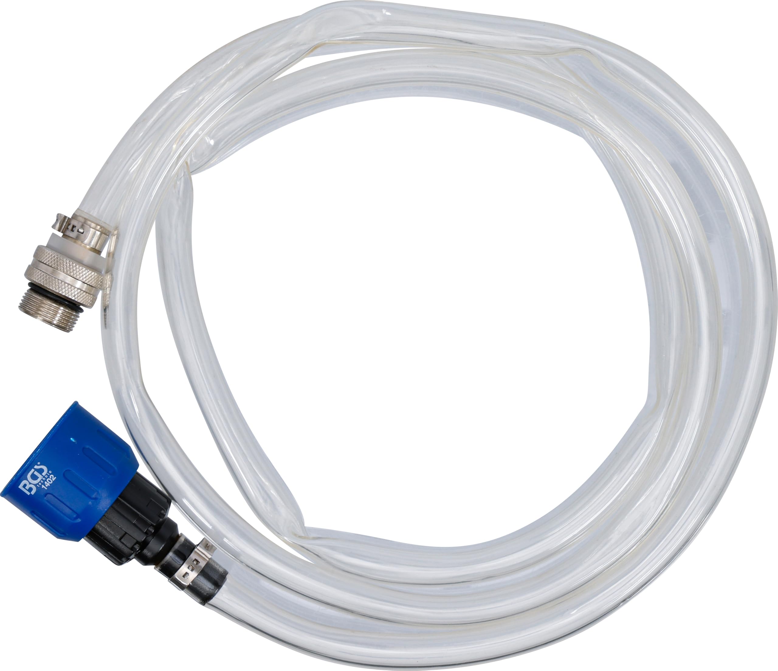 BGS 1402 | Getriebeöl-Befüllschlauch | für VAG DSG Getriebe | Länge 2 m | Adapter für 1 Liter Ölgebinde | Rücklaufventil gegen Verschmutzungen