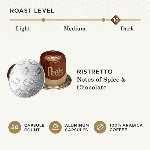 Miniatura 33 de Peet's Coffee - Cápsulas de café espresso descafeinado Ristretto Intensity 9, cápsulas de café de una sola taza, compatibles con cafeteras Nespresso