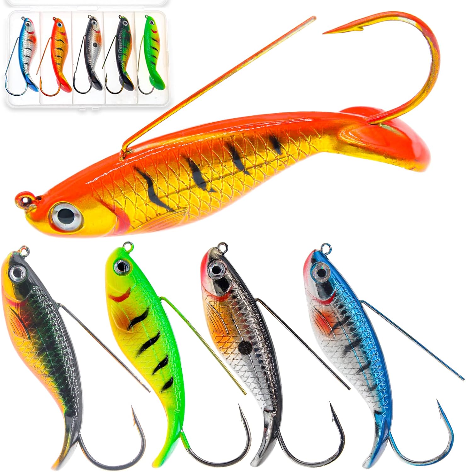 Gefischtter 5Pcs VIB Fishing Lures Hard Bait Sinking Lures Kit for Trout Bass
