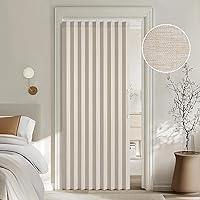MIULEE Accordion Magnetic Folding Door Curtain Beige 39x78in - Pleated Room Divider for Closet Doorway Privacy with Hooks