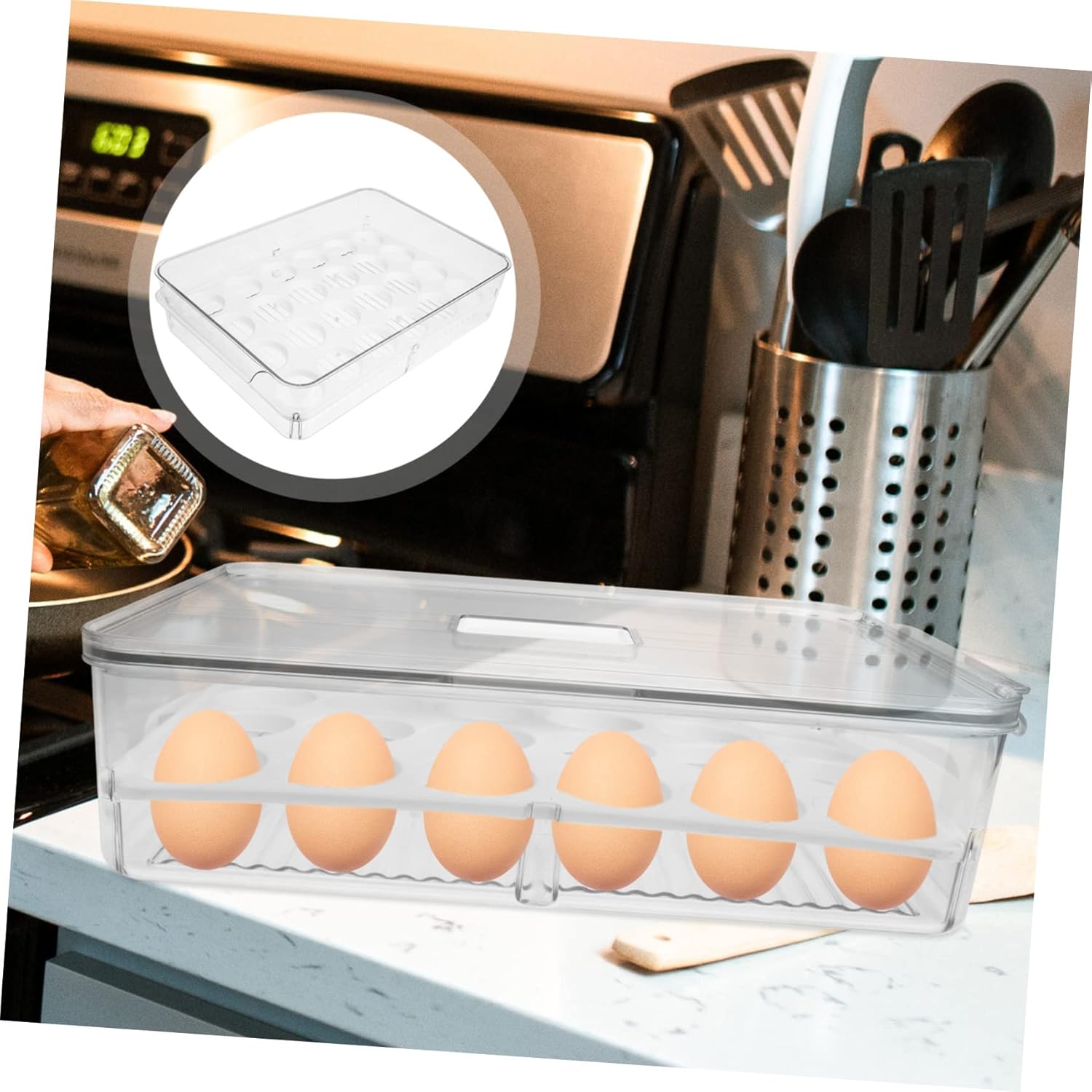 Lurrose Fridge Organizer Box for Eggs and Dumplings Stackable Storage Container for Refrigerator Kitchen Freezer for Keeping Eggs Fresh and Preventing Dumpling Damage