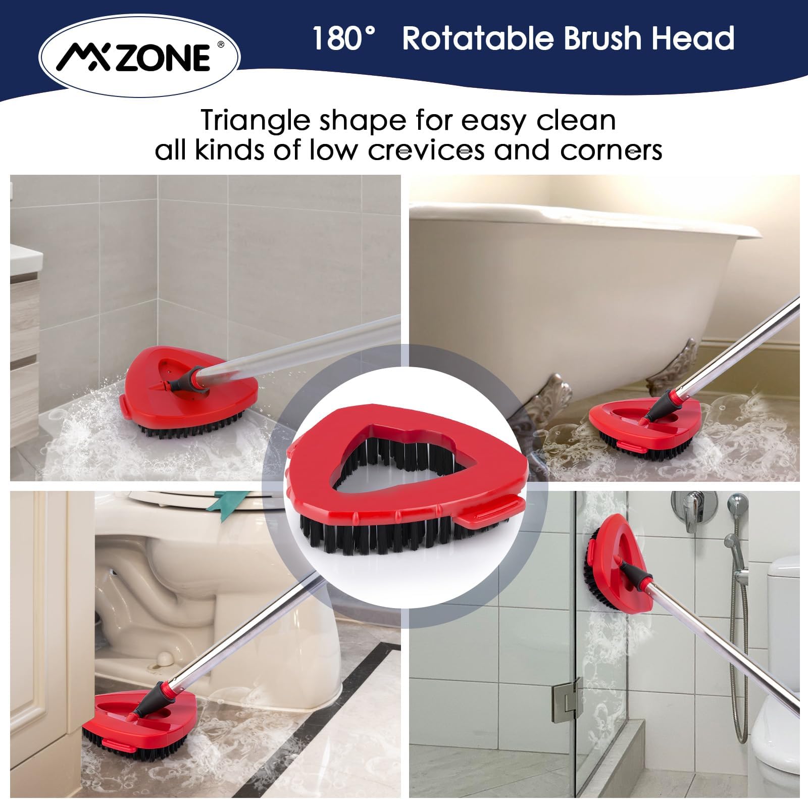 MXZONE Scrubber Mop Head Replacement Compatible with O Cedar EasyWring 1 Tank System, Spin Mop Scrub Brush Head, Hard Bristle Cleaning Brush Attachment for Kitchen Tile Floor, Not Fit RinseClean