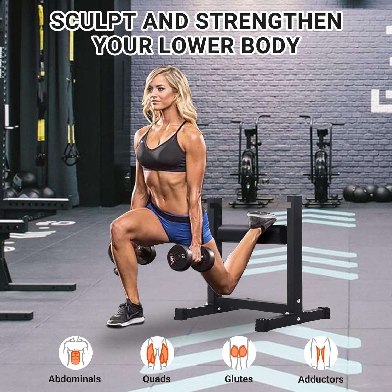 Bulgarian Split Squat Stand – Adjustable Single Leg Roller with 7 Heights and Enhanced Padding – Stand-Alone Lower Body Specialty Machine for Home Gym – Ideal for Squats and