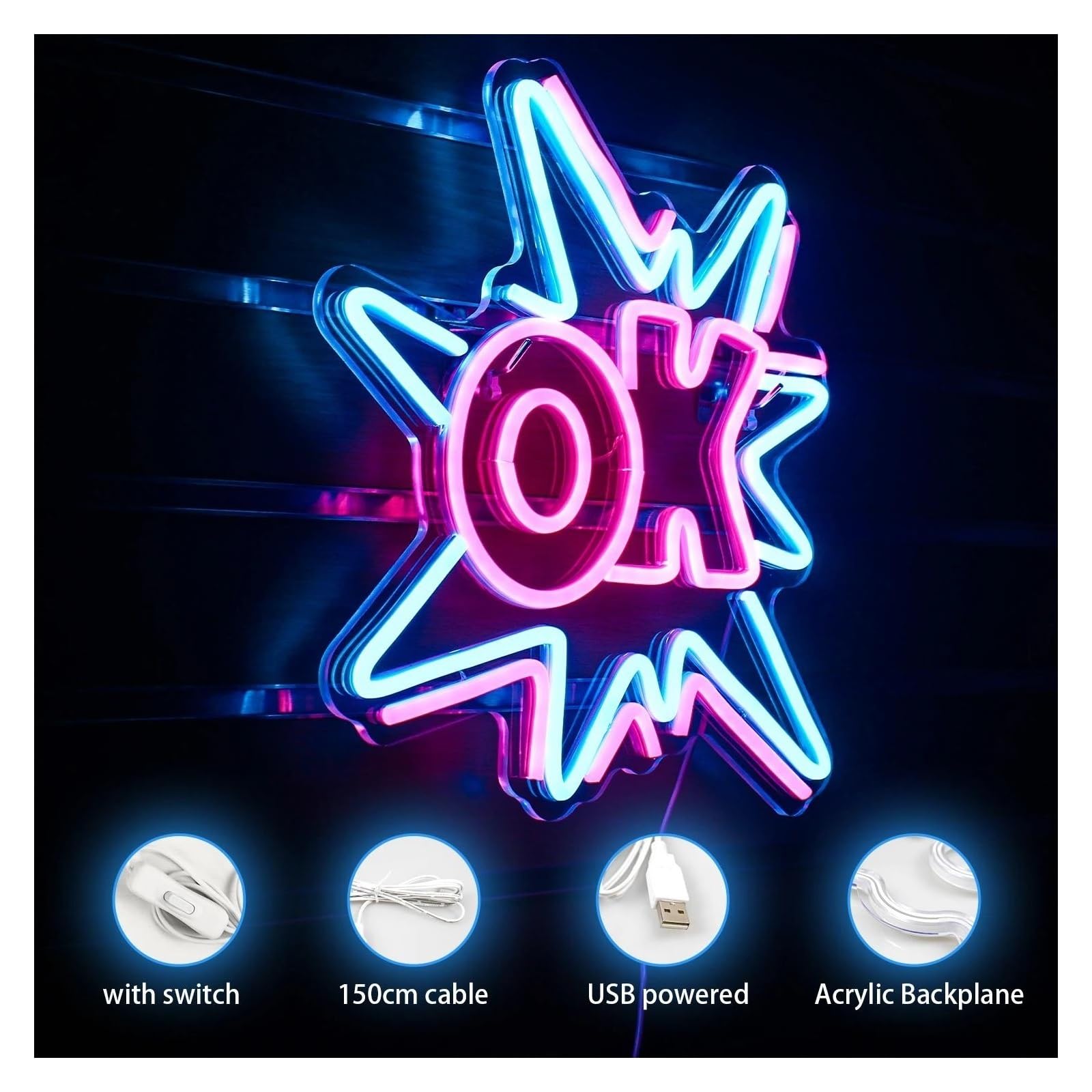 Insegna luminosa al neon Per insegne al Per neon Ok Led Light Home Cool Room Bar Club Party Decorazione murale Design personalizzato Pannello luminescente