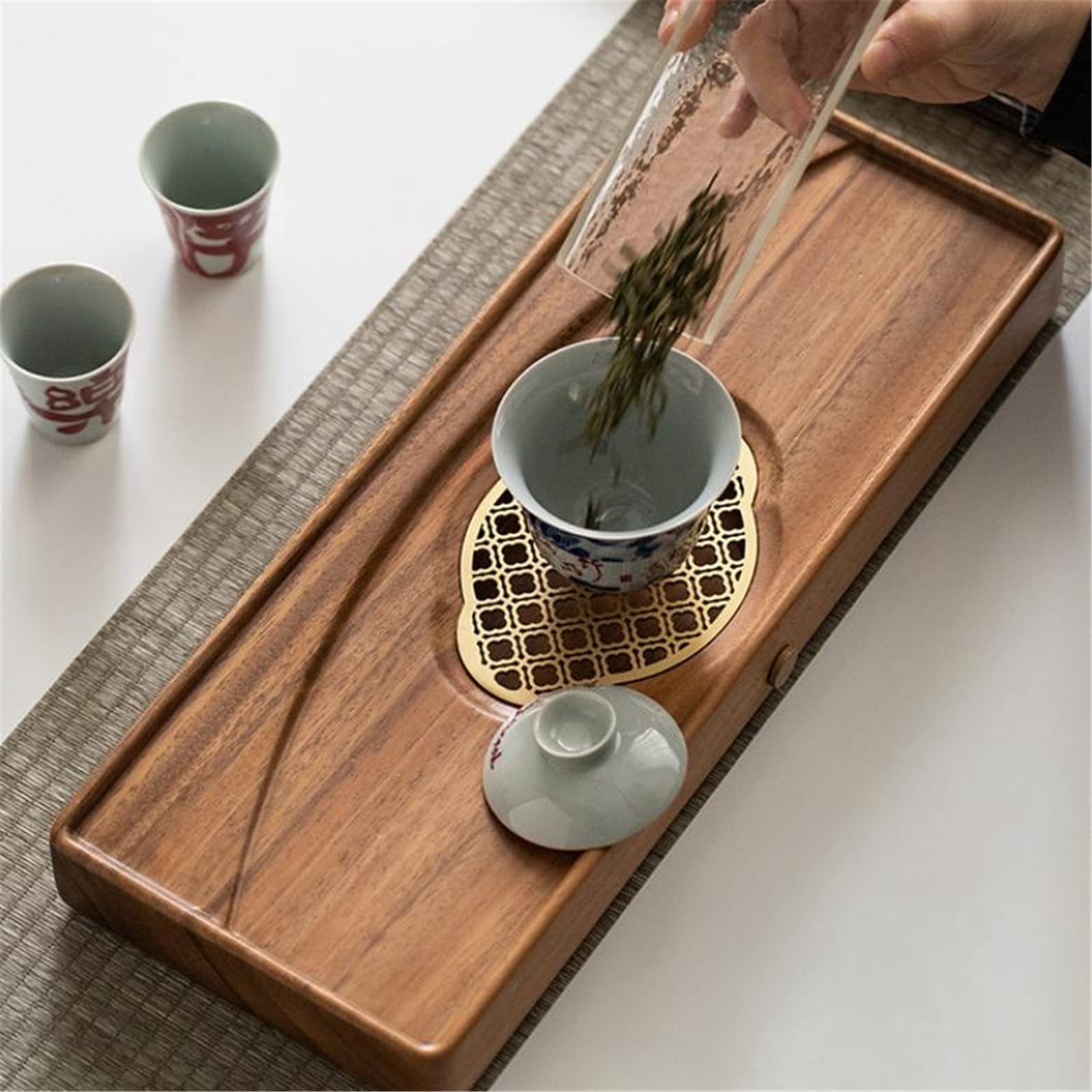 茶器台 Amazon｜茶盤 茶盆 茶台 木製排水ポットホルダーティートレイホーム