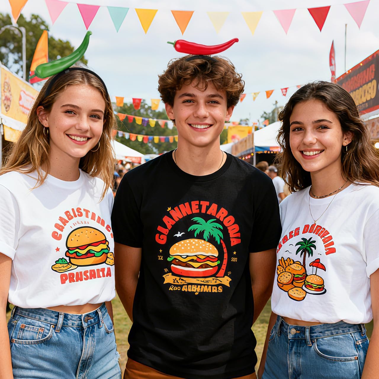 Chili Pepper Headband 2Pcs Funny Vegetable Hairband for Halloween Party Festival Dress-up Accessories - Image 2