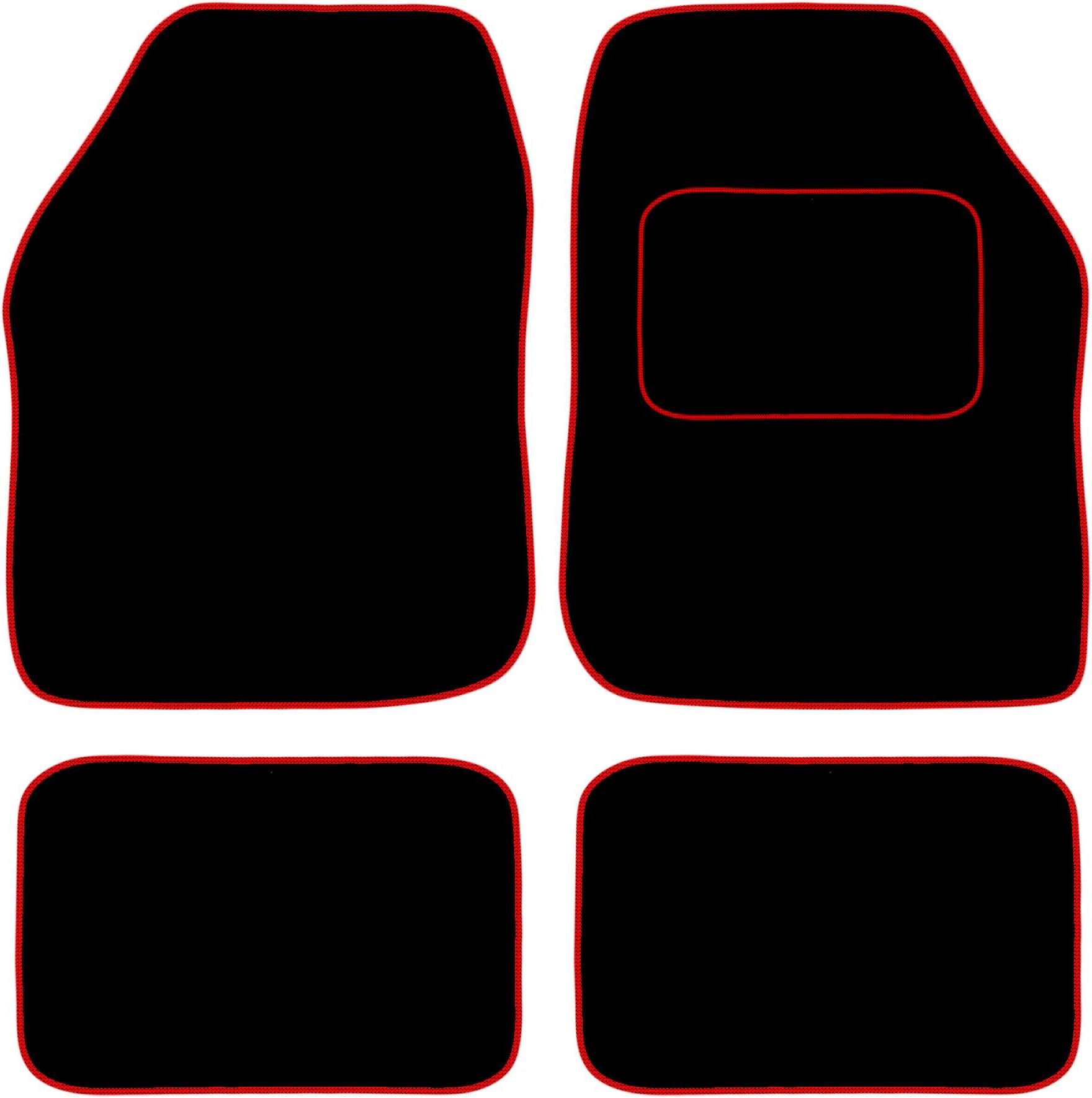 Carsio Universal Car or Van Floor Mats 4PC Set Non Slip Carpet with Red Edging