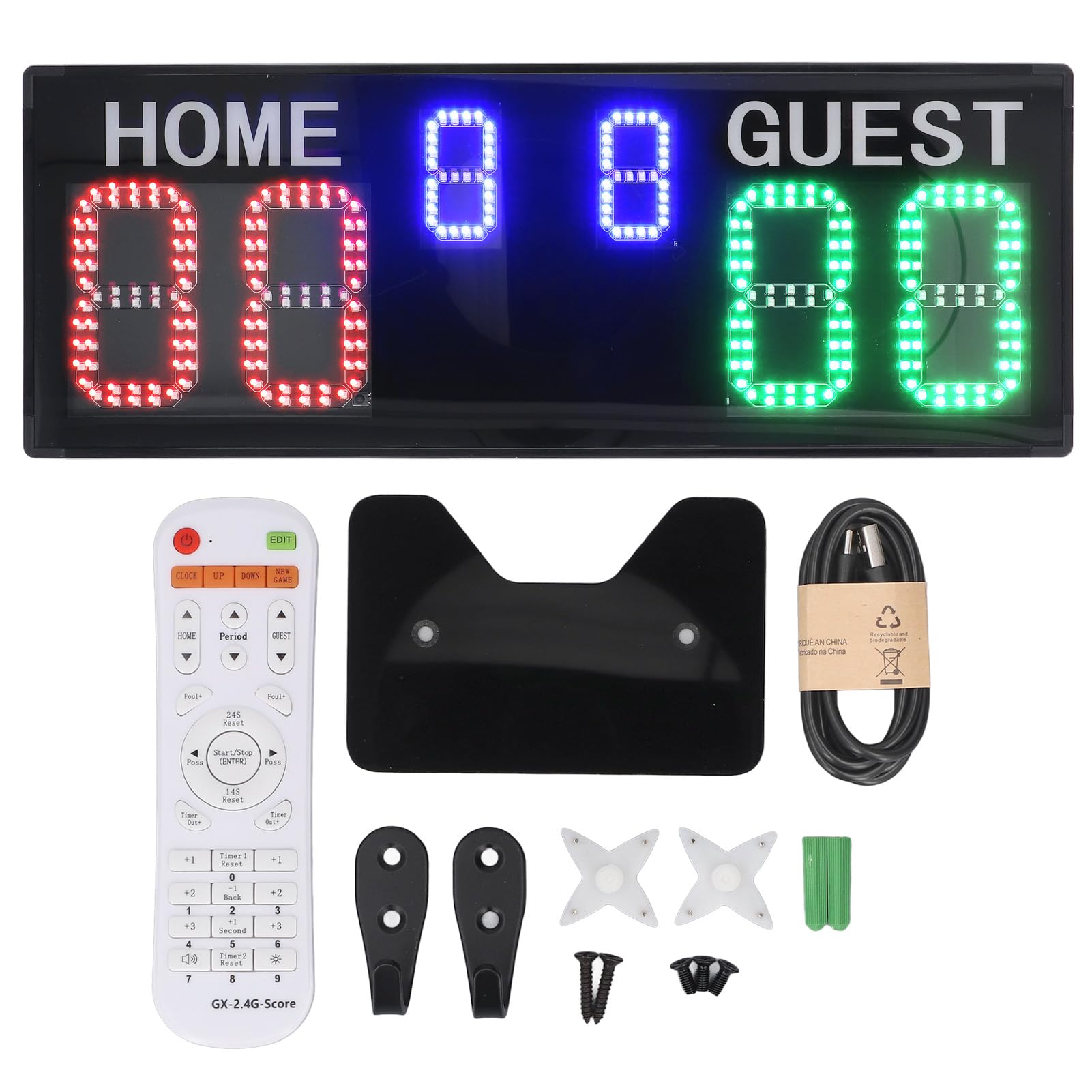 banapoy Tabellone Segnapunti Elettronico, Segnapunti Digitale Portatile con Display LED Luminoso e Remoto, per Basket, Badminton, Scherma, Calcio, Pallavolo