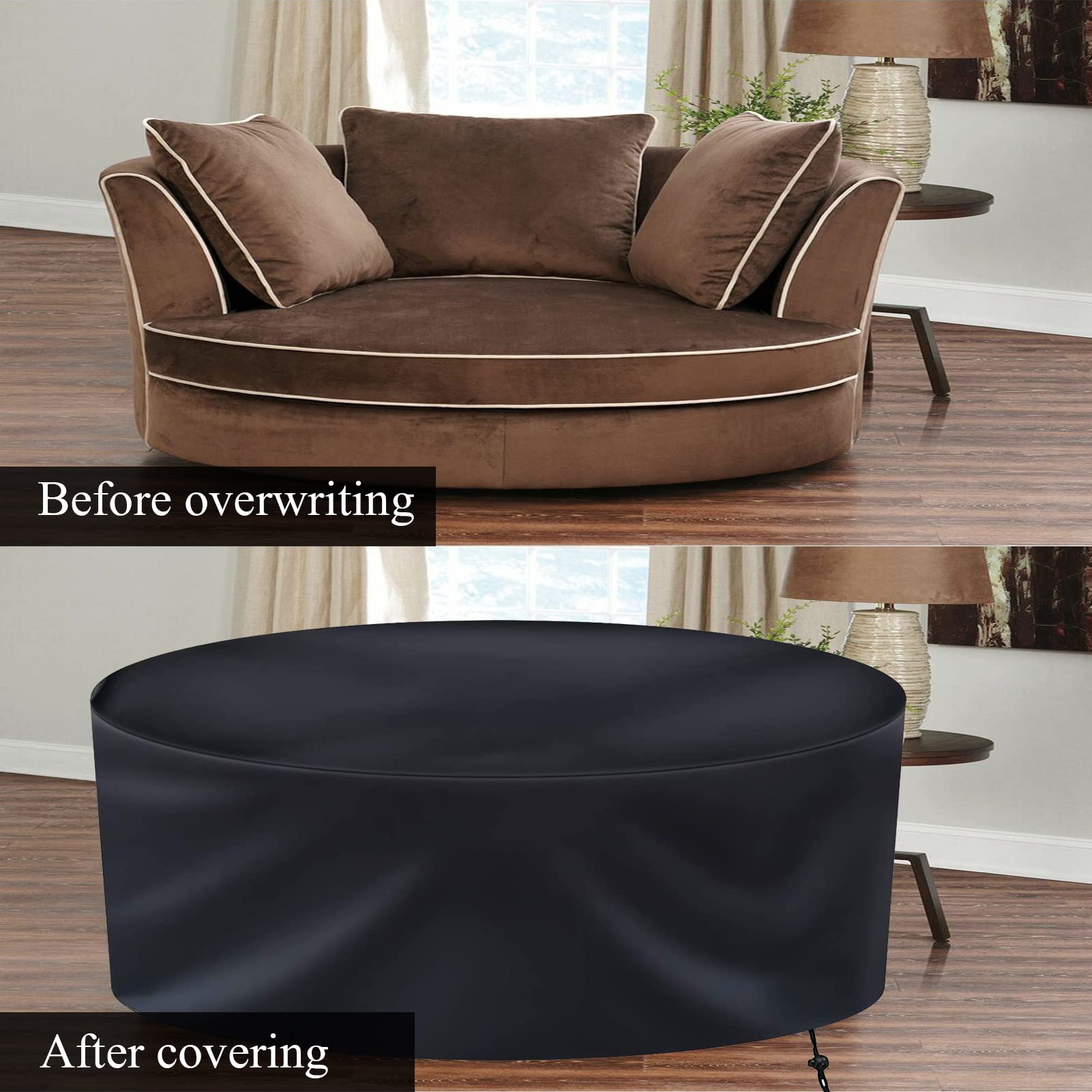 Copertura per mobili da esterno, 216 x 99 cm, impermeabile, antivento, resistente, per mobili da giardino rotondi, protegge i mobili da giardino esterni