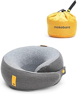 MOKOBARA The Travel Pillow Pure Memory Foam Neck Pillow, Comfortable and Breathable Cover, Machine Washable, Airplane Travel Kit (Seize The Gray)