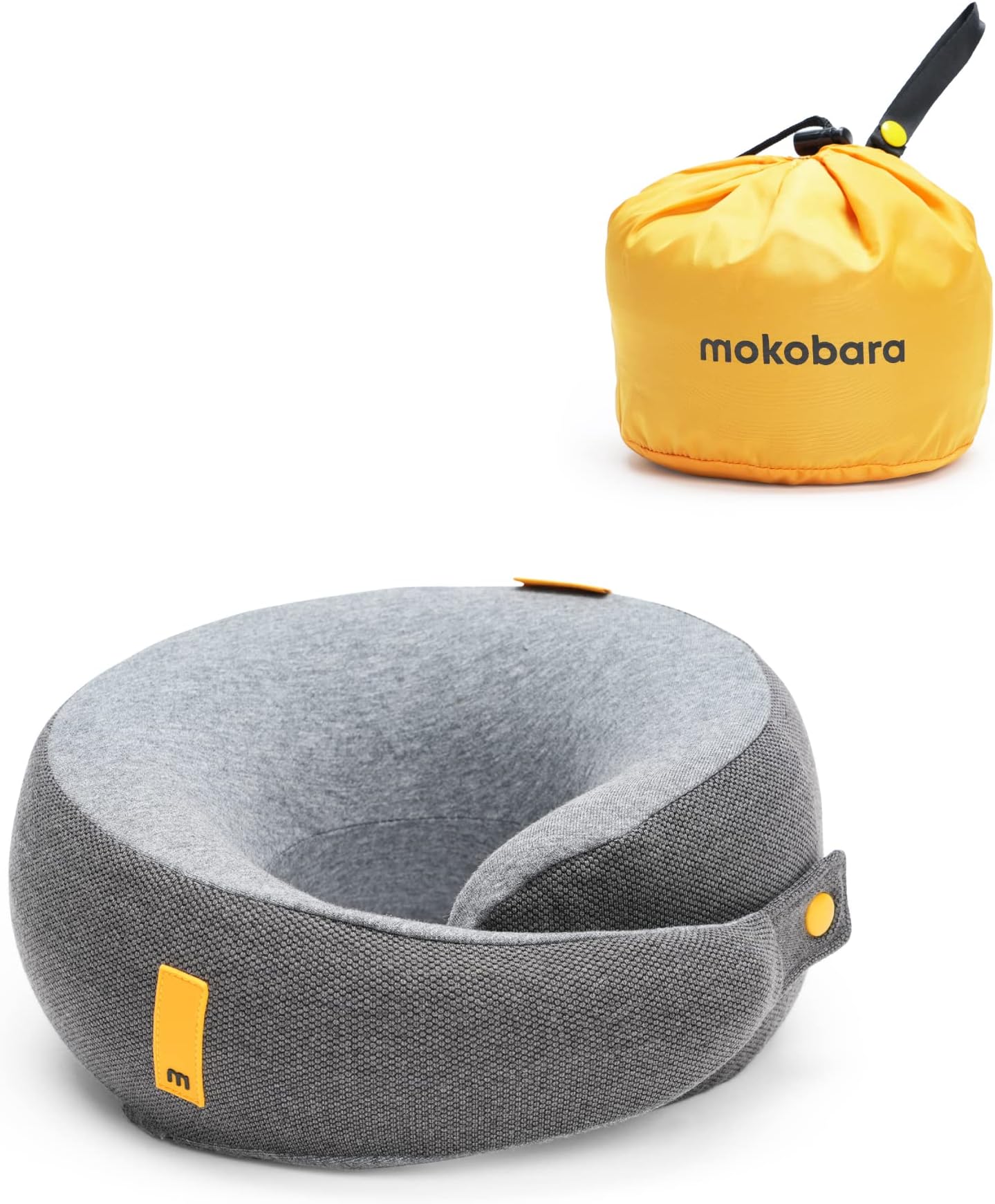 MOKOBARA The Travel Pillow Pure Memory Foam Neck Pillow, Comfortable and Breathable Cover, Machine Washable, Airplane Travel Kit (Seize The Gray)
