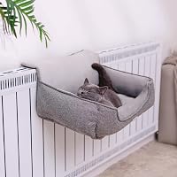 Happi N Pets Fűtőtestre Akasztható Macska Ágy - Szürke Pihenőhely 8kg-ig, Állítható Kampóval, Mosható Pamut-Poliészter Függőágy Középméretű  2