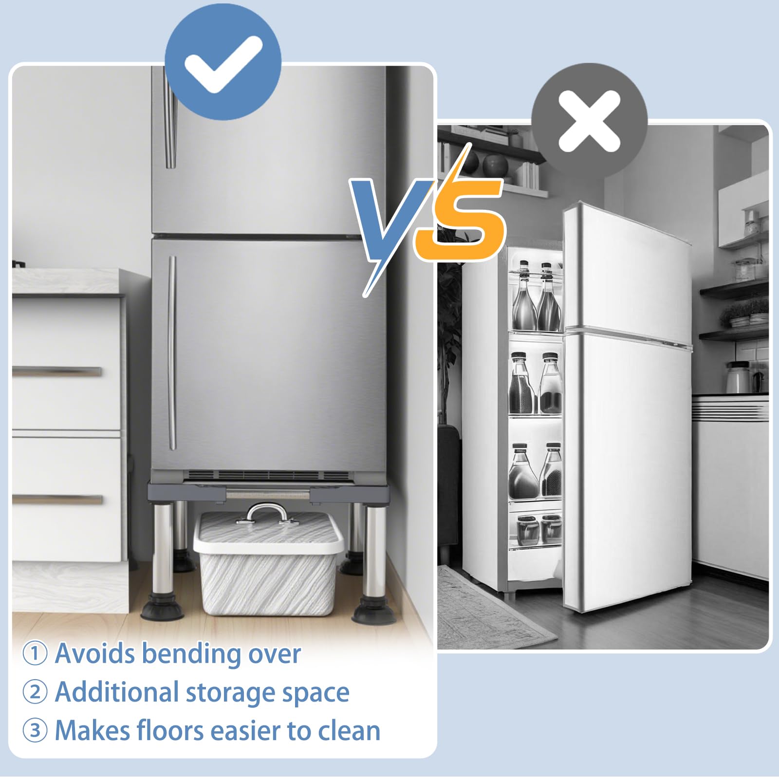 DEWEL Untergestell Kühlschrank Sockel Höhe 30-33cm Multifunktion Sockel 4 Stabile Saugnapf Füße Verstellbare Sockel kühlschrank erhöhung für spülmaschine Gefriertruhe Gefrierschrank Grau