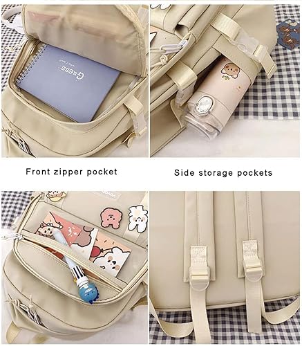 Miniatura 6 de JIBAMAO Mochilas de conejo rosa, mochila escolar de anime, mochila universitaria para perros blancos, bolsas grandes para portátiles para