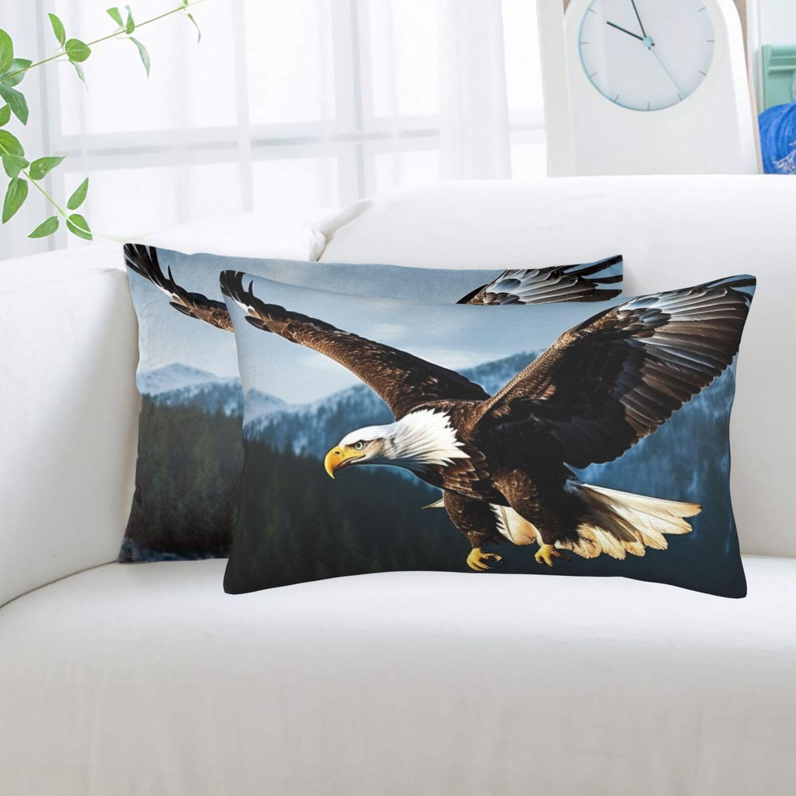 Eagle At Hunting Standard Pillowcases Sets of 2, Ultra Soft Microfiber Plush Pillow Cases 20"X30" Comfort Decorative Throw Pillow Cover with Hidden Zipper for Bedroom, Sofa, Couch