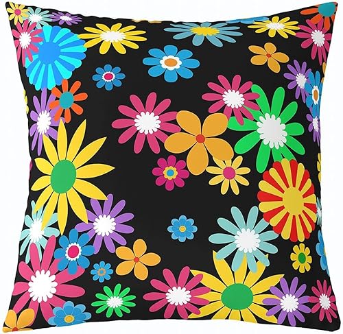 Miniatura 2 de Juego de 2 fundas de almohada con diseño de flores geniales, estilo bohemio, para decoración del hogar, sala de estar, reversible, diseño de flores