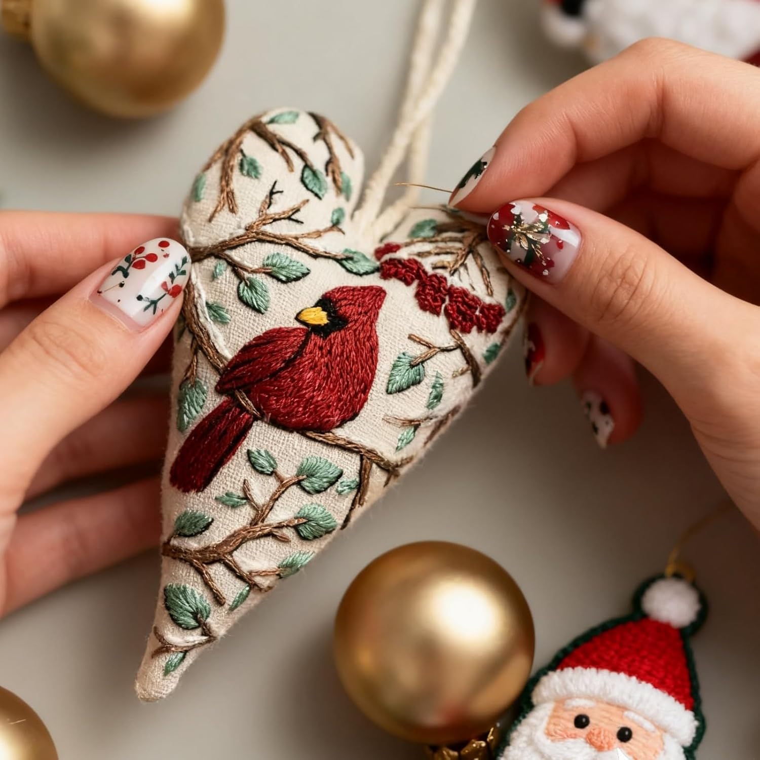 Embroidery Christmas Ornament Kits, DIY Heart Embroidery Christmas,DIY Heart Shaped Hand Embroidered Christmas Ornament/Ornament Kit,Unique Creative Gifts for Holiday Decorating (8pcs)