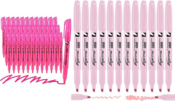 Cgerma Pink Highlighter 12 Pack, Bright and Mild Pastel Color