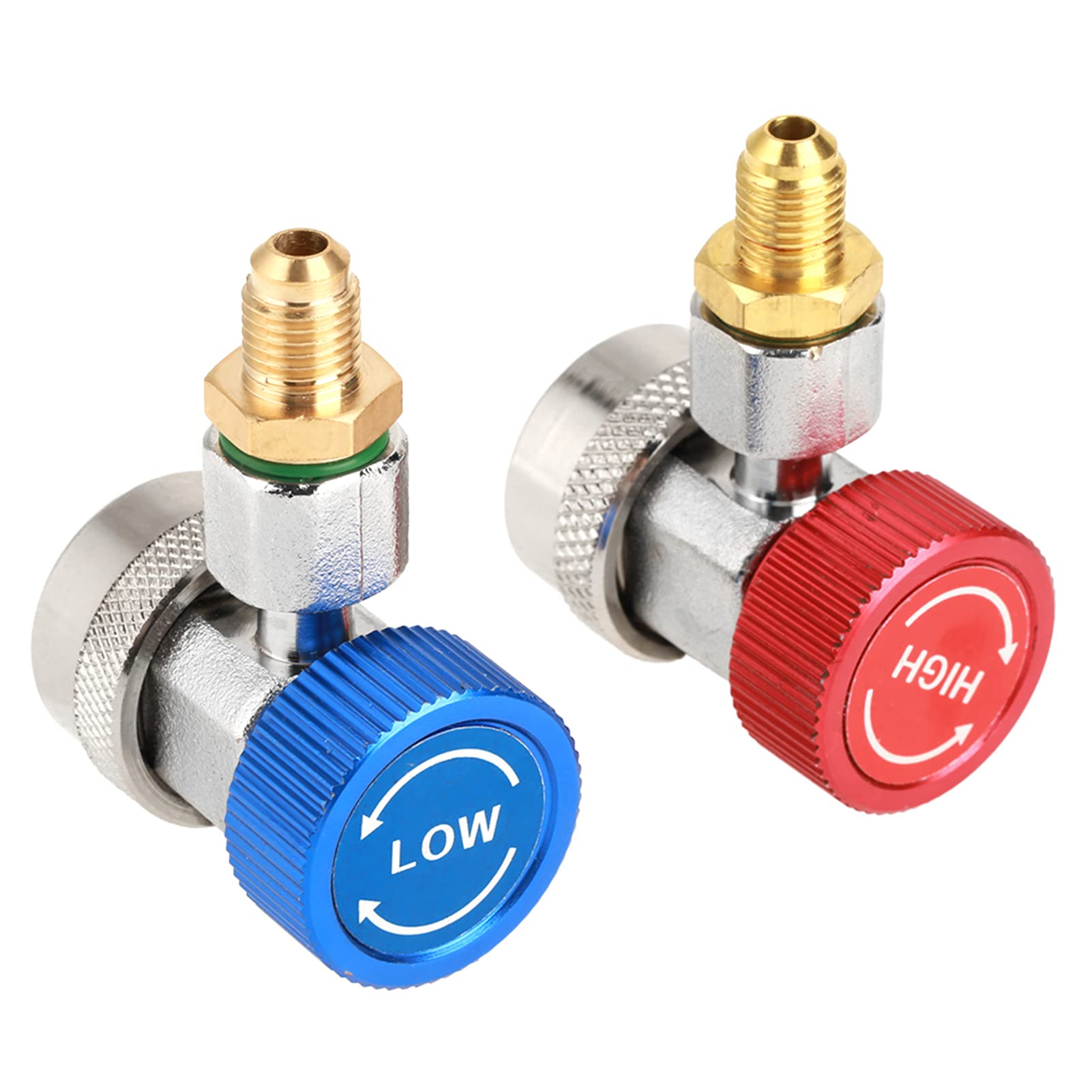 Connecteur à Coupleur Rapide, Adaptateur de Coupleur Haut et Bas AC en Laiton R134A, Raccords à Connexion Rapide à 90 ° pour Le Diagnostic du Système de Climatisation de Voiture, Charge et