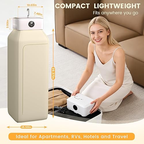 Vista 5 de Secadora de ropa portátil, mini secadora de lavandería con función de temporizador de 6 velocidades, secadora eléctrica plegable con bolsa de secado