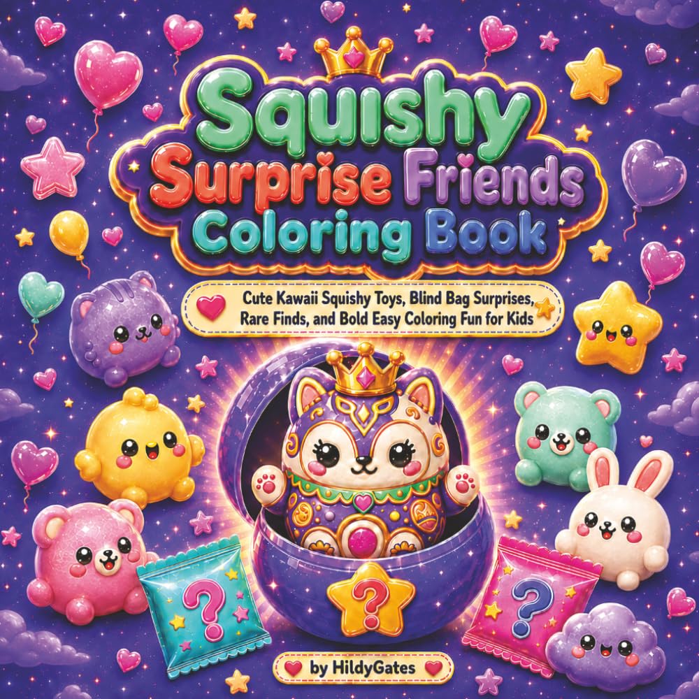 Squishy Surprise Friends Coloring Book: Cute Kawaii Squishy Toys, Blind Bag Surprises, Rare Finds, and Bold Easy Coloring Fun for Kids (Mystery Friends Coloring Books)