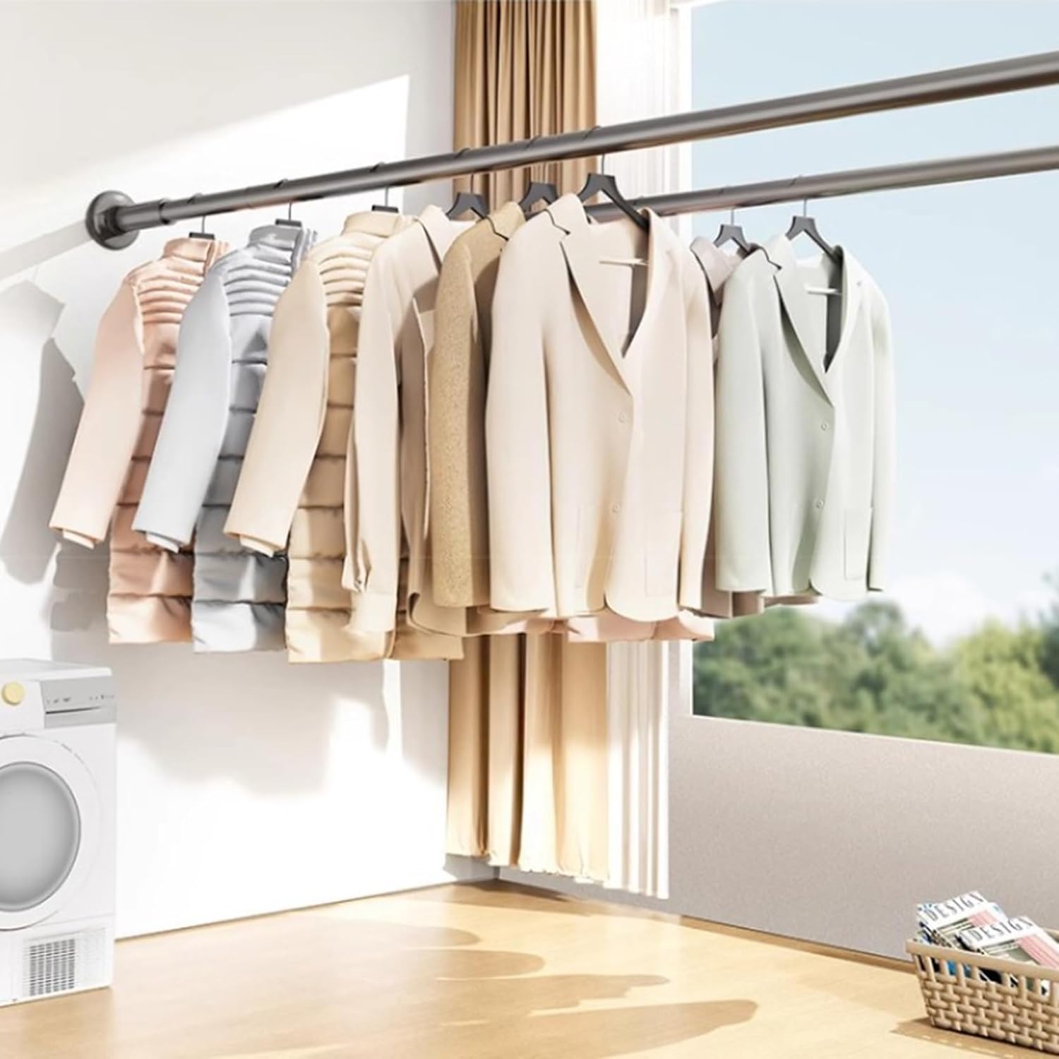 No Drilling Adjustable Tension Rods 35 To 220 Cm Spring Curtain Rod Non Slip Tension Rods 1pcs For Windows Of Curtain Window Closet Kitchen Wardrobe(Size:70-120cm,Color:Black)