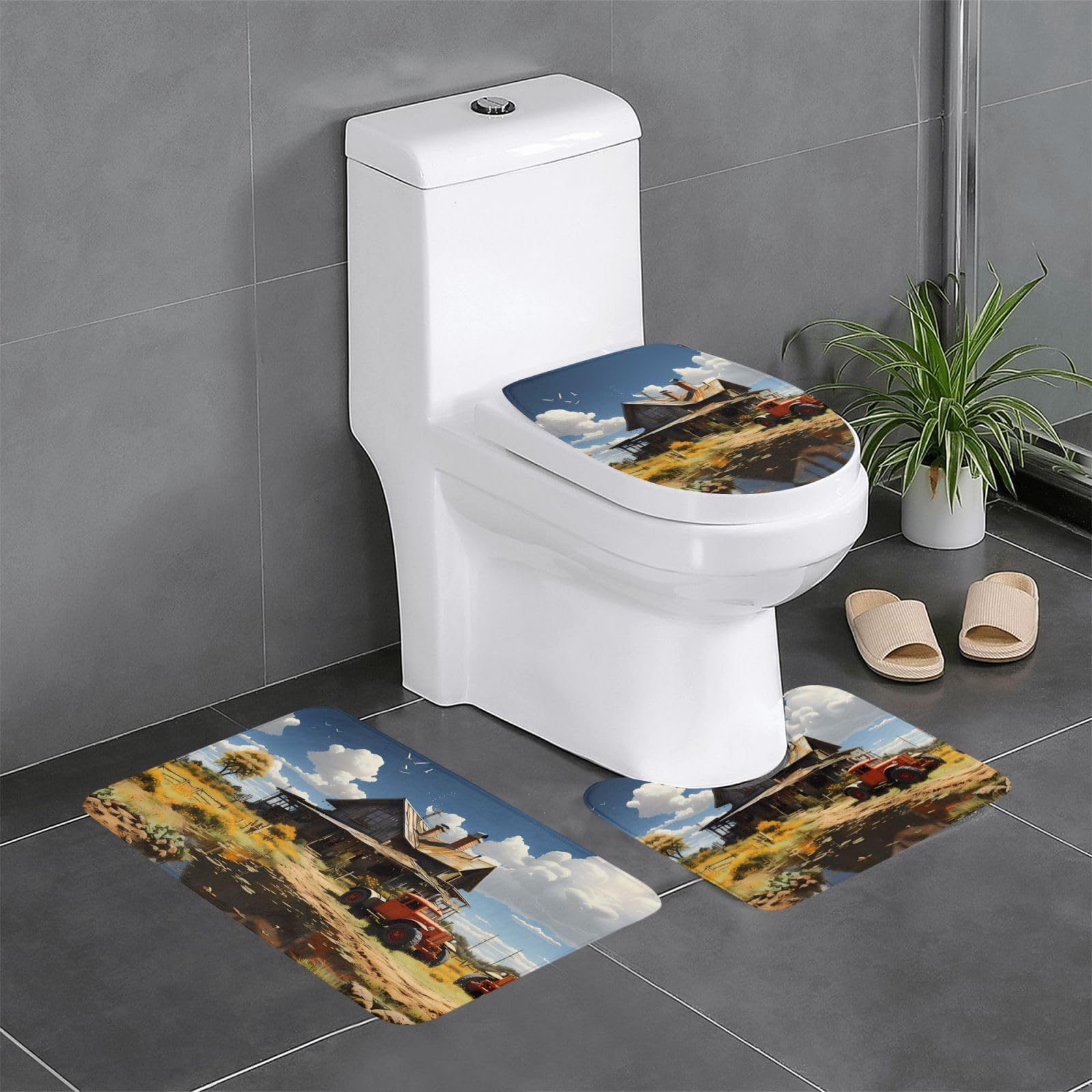 Tapis de salle de bain antidérapants Texas : lot de 3 tapis sécurité pour toilettes