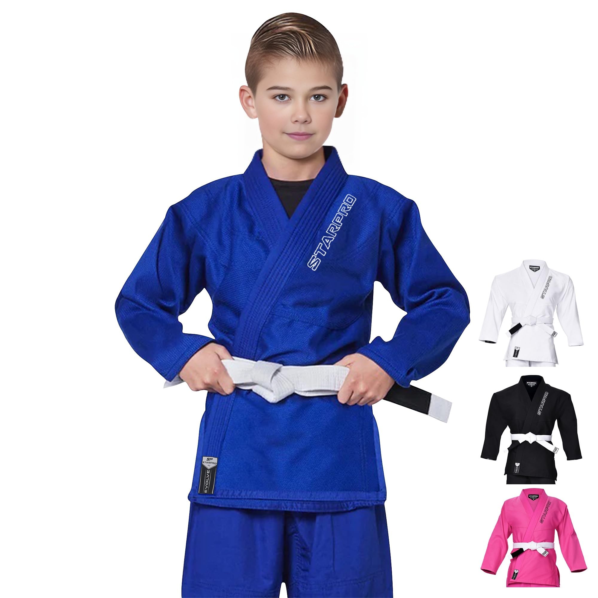 Starpro Evolve Niños Preencogido Premium Jiu Jitsu, BJJ Gi - Muchos tamaños y Colores - Jujitsu Gi, Light BJJ Gi, Jiu Jitsu Gi, Juijitsu Gi, BJJ Gi, Júnior BJJ Gi