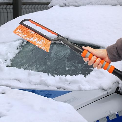 Miniatura 7 de Cepillo de nieve y rascador de hielo para parabrisas de automóvil, descongelador de ventana de 26.4 pulgadas para automóvil, SUV y camión,