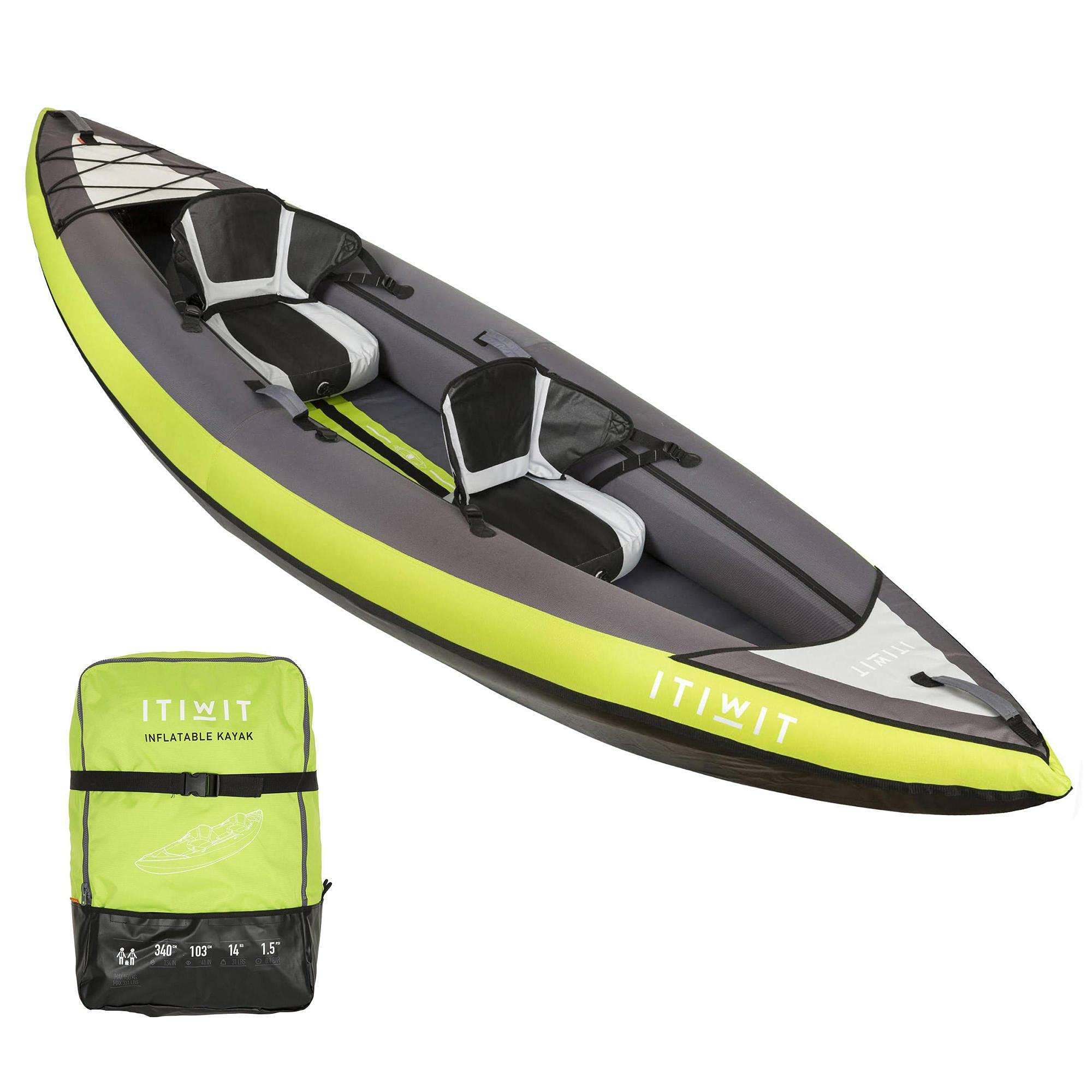 Itiwit, Inflatable Recreational Siton Kayak, 2 Person Buy Online in